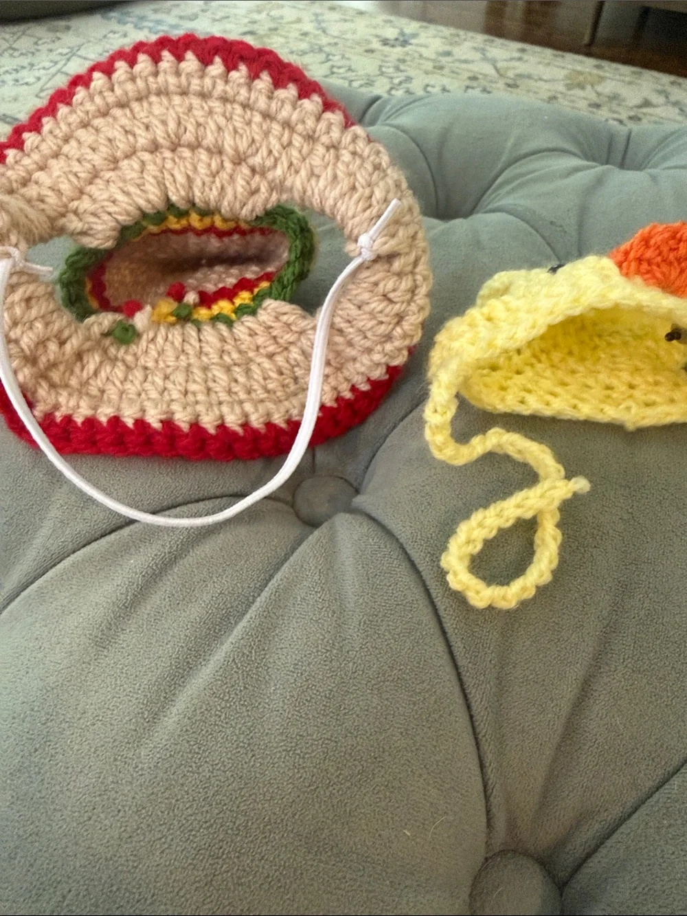 Handmade Crochet sombrero Hat & Yellow Duck Beanie Set